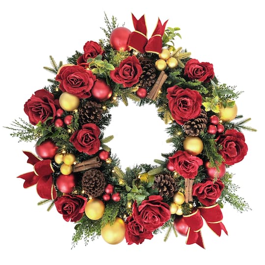 26" Pre-Lit LED Adorned Artificial Christmas Wreath By Puleo International | Michaels®